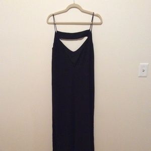 Backless Black Front Cut-Out Maxi Dress